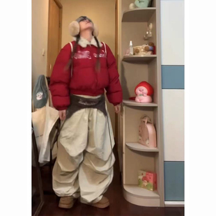 秋冬季复古毛领拼接撞色小个子面包服新款保暖短款设计感棉服外套