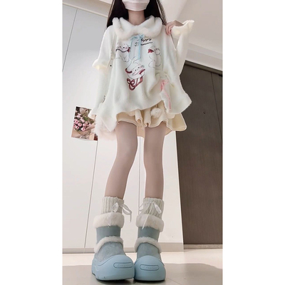 印花可爱猫咪斗篷毛衣