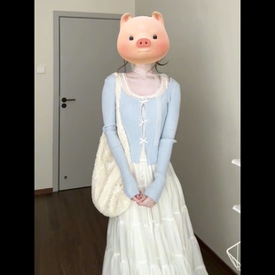 春季 韩系减龄拼接假两件上衣 一整套度假风超仙显瘦女学生半身裙