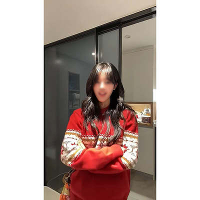 费尔岛红色针织毛衣衫