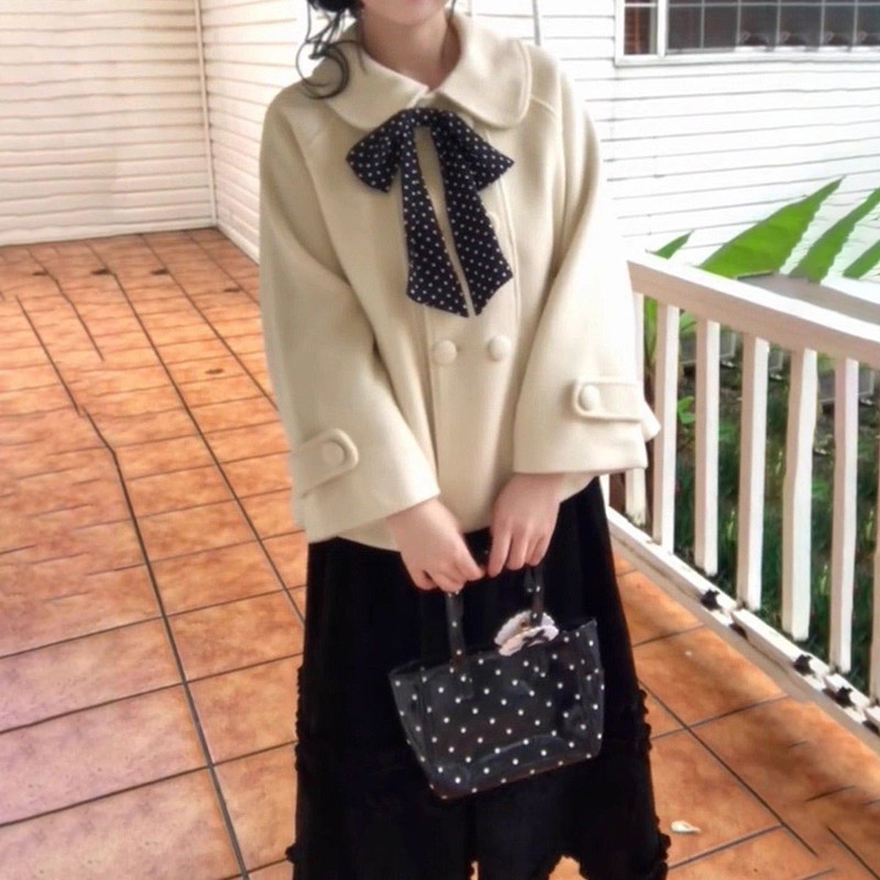 轻奢小众风娃娃领夹棉毛呢外套女+黑色高腰显瘦木耳边半身裙套装,女装/女士精品,时尚套装,淘宝优惠券,粉丝福利购,淘宝优惠卷