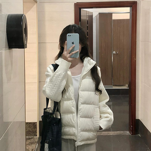 新款气质高级感针织拼接棉服外套女冬季慵懒风宽松立领棉衣面包服