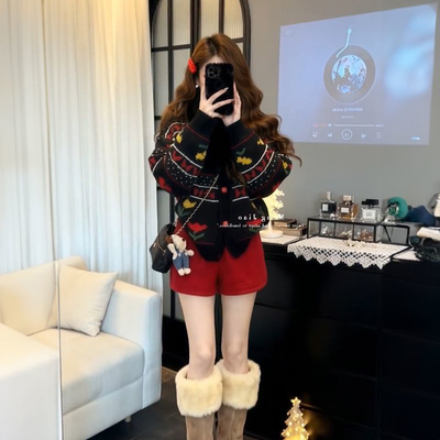 费尔岛提花毛衣开衫外套