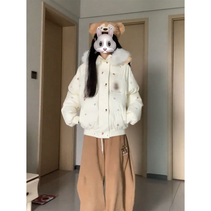 2026新款甜妹可爱风杏色毛毛连帽棉服百搭宽松保暖氛围感棉衣外套,女装/女士精品,棉衣/棉服,淘宝优惠券,粉丝福利购,淘宝优惠卷