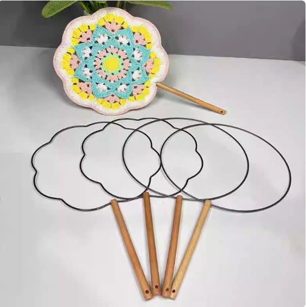 扇子骨架短柄团扇铁框架手工diy图片