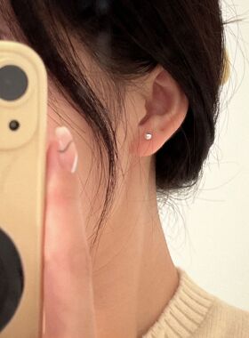 s925纯银养耳洞豆豆圆珠耳钉2022新款防过敏耳饰品耳骨耳棒耳棍女