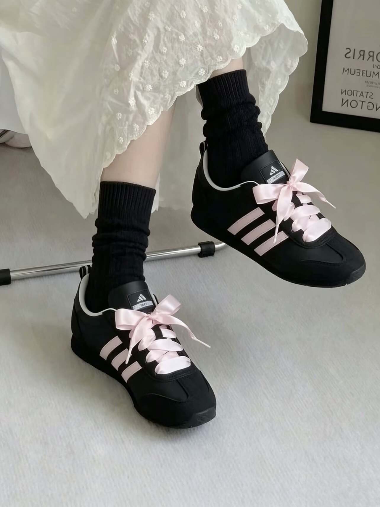 Adidas VS JOG 2.0阿迪达斯女鞋黑粉冰淇淋T头低帮休闲板鞋KH7659