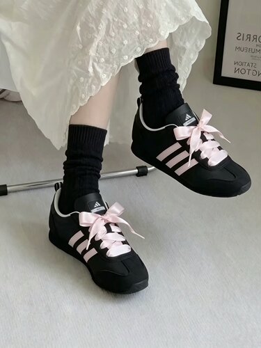 Adidas VS JOG 2.0阿迪达斯女鞋黑粉冰淇淋T头低帮休闲板鞋KH7659