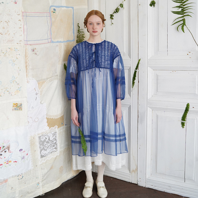 81折【Unlogical Poem】复古万能搭网纱叠穿罩衫连衣裙