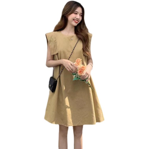 Chiffon new style pure color temperament covering meat sleeveless A-line skirt ins small person light familiar wind skirt tide