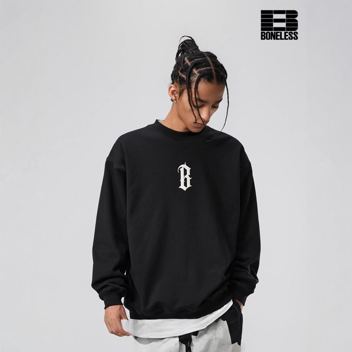 BONELESS基础B字发泡印花卫衣
