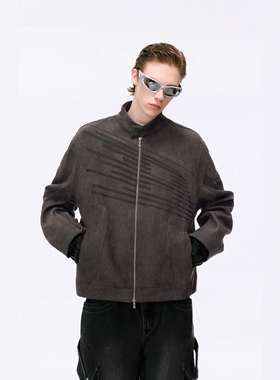 【蔡徐坤同款】BONELESS速度B激光烧花麂皮绒夹克宽松立领外套潮