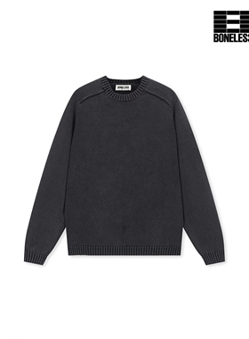 BONELESS结构刺绣套头毛衣秋冬新款圆领针织衫宽松慵懒风高级感
