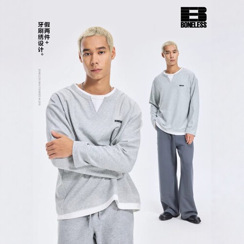 BONELESS空气层假两件T恤