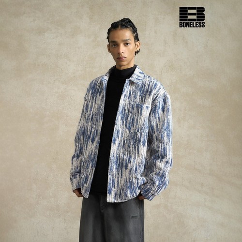 小香风提花衬衫式夹克翻领