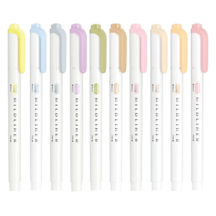 【新色来袭】日本zebra斑马荧光笔WKT7新色mildliner高颜值学生用苏打蓝手帐标记深邃粉淡色双头荧光色笔套装