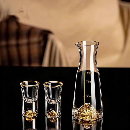 家用中式高档白酒杯套装带刻度