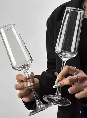 法式ins博主高脚杯香槟杯高档红酒杯家用白葡萄酒杯玻璃鸡尾酒杯