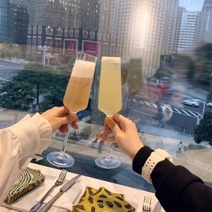 北欧ins风网红餐厅苏打气泡水杯小时代高颜值 高脚鸡尾酒杯香槟杯