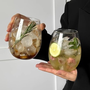 ins网红餐厅日式思慕雪饮料果汁杯 颜值杯椭圆玻璃杯慕斯杯蛋型杯