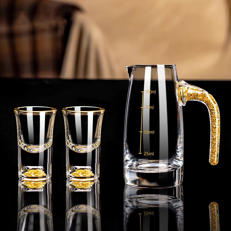轻奢高档中式金箔白酒杯分酒器