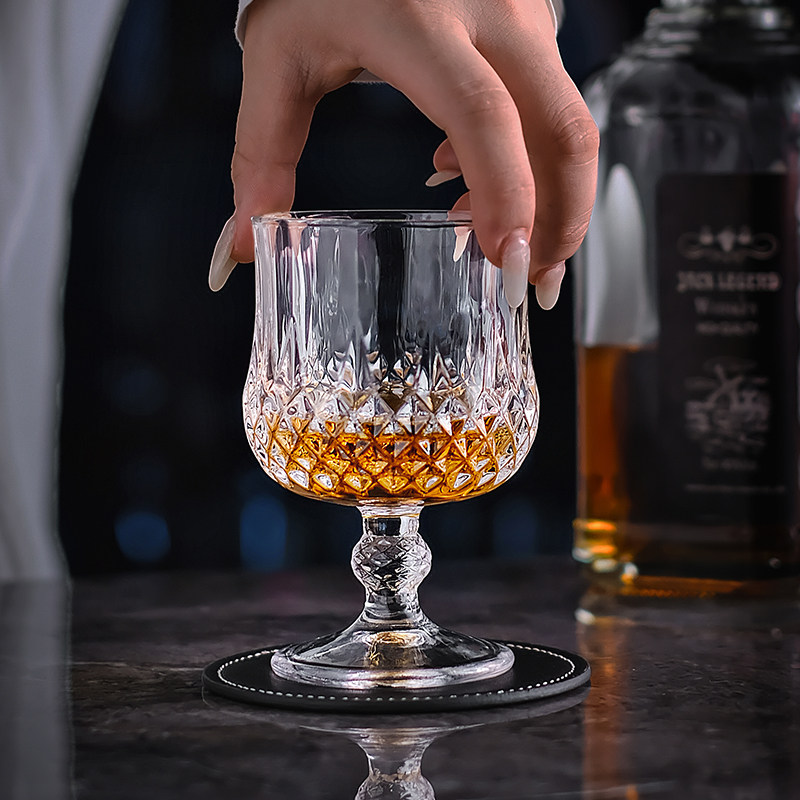 钻石高脚杯酒吧威士忌香槟杯矮脚洋酒杯子家用白酒杯红酒杯具套装