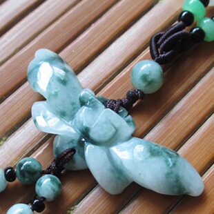 玉雕湾缅甸老坑天然翡翠挂件飘花牵牛花毛衣链