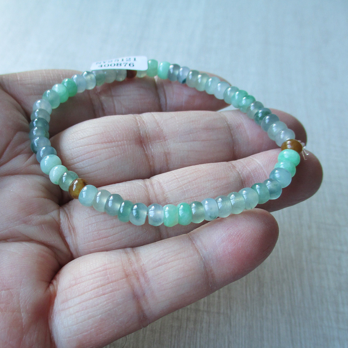 玉雕湾天然翡翠算盘珠玉手串5mm