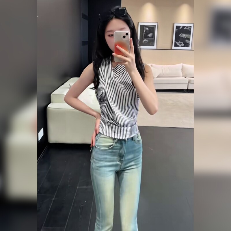 浅蓝色天丝牛仔裤女夏薄款小个子高腰垂感宽松阔腿裤