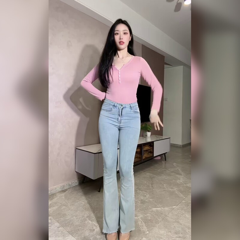 高腰显瘦微喇牛仔裤女修身百搭长裤微喇马蹄裤弹力显高小个子气质