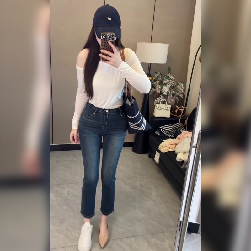 高腰修身牛仔裤女九分显瘦提臀直筒裤百搭显腿长2026新款百搭潮