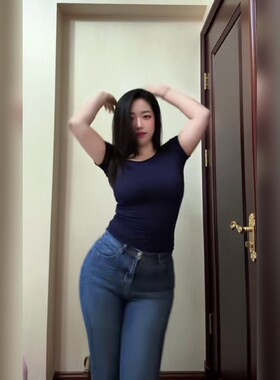 复古时尚低腰微喇修身牛仔裤
