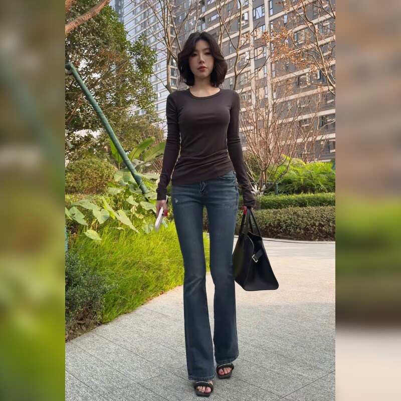 高腰微喇牛仔裤女长裤修身显瘦丰胯提臀百搭喇叭裤 穿出蜜桃翘臀