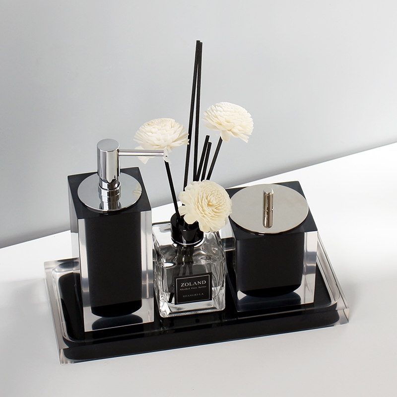 酒店轻奢洗手液瓶子按压式浴室乳液分装瓶套装卫生间香薰托盘摆件