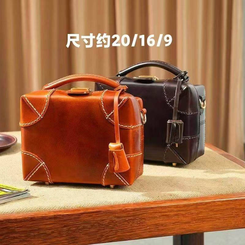 制道手工高定复古防盗小箱子质感通用款女包