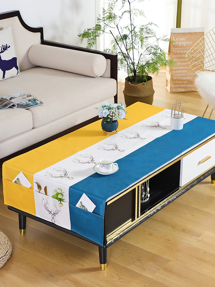 北欧风棉麻茶几桌布罩套防水防尘餐桌布电视柜遮丑盖布长方形台布