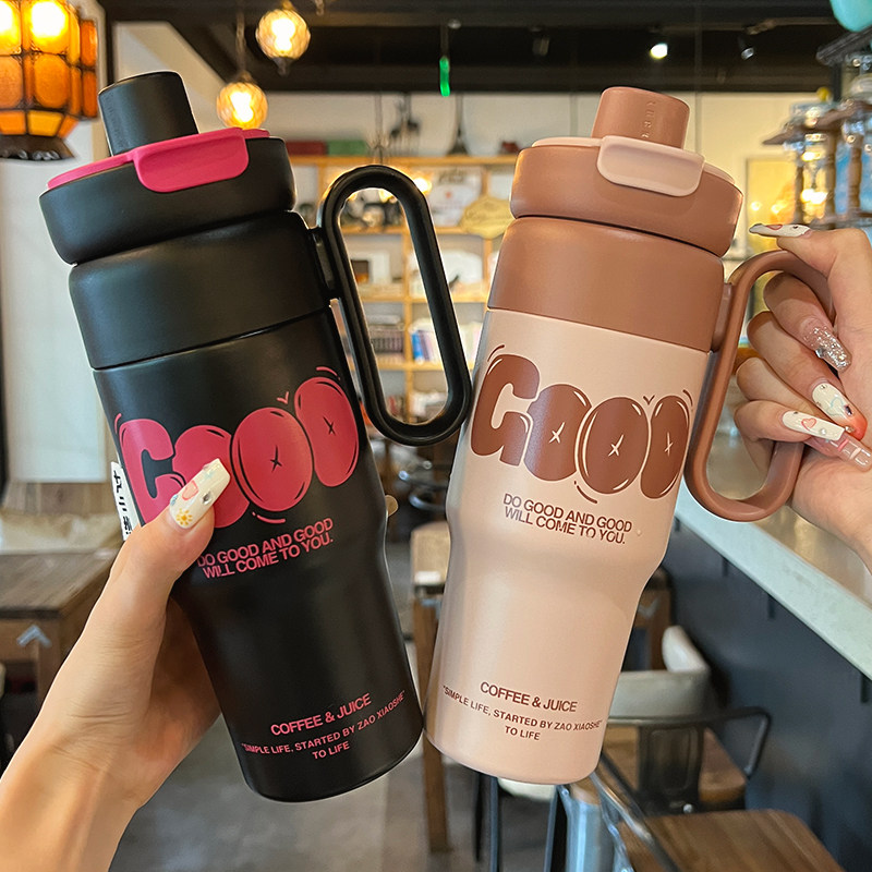 2024新款冰霸杯大容量保温杯女生高颜值办公室带手柄大号吸管杯子