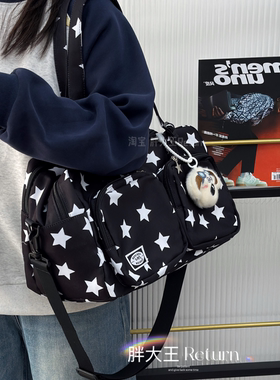 短途大容量旅行包游泳健身运动包多功能手提行李袋黑色单肩斜挎包