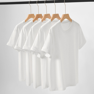 半袖 t恤男夏季 230g重磅纯棉短袖 圆领纯色白色打底衫 买一送一