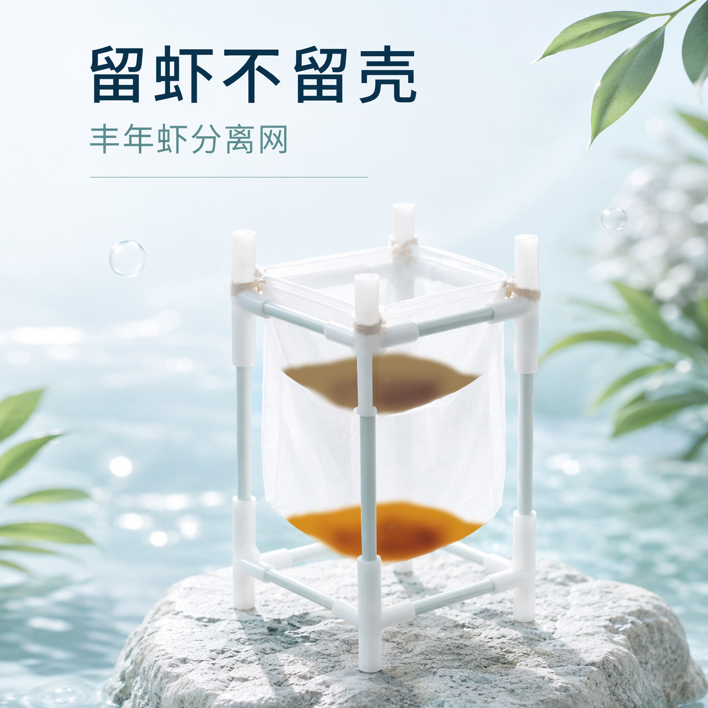 支架式双层丰年虾孵化过滤分离网清洗冲洗幼虾大红卵细卵壳沉卵