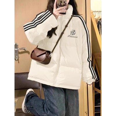 设计感三条杠棉衣棉服女冬季