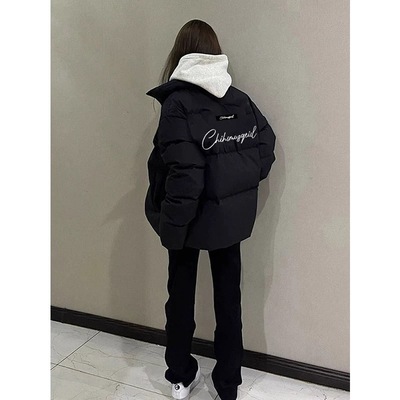 加厚保暖羽绒棉服女2024冬季新款黑色国潮复古宽松休闲学生外套