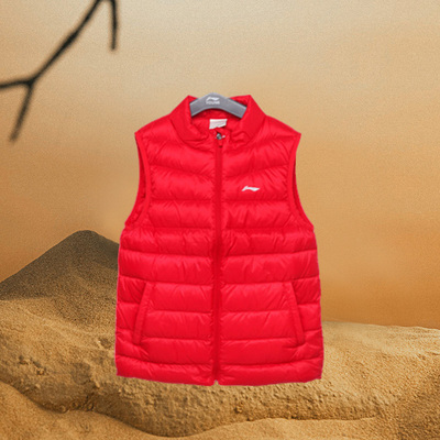 李宁青少年羽绒马甲秋冬男童儿童羽绒背心白鸭绒马夹YMRR001