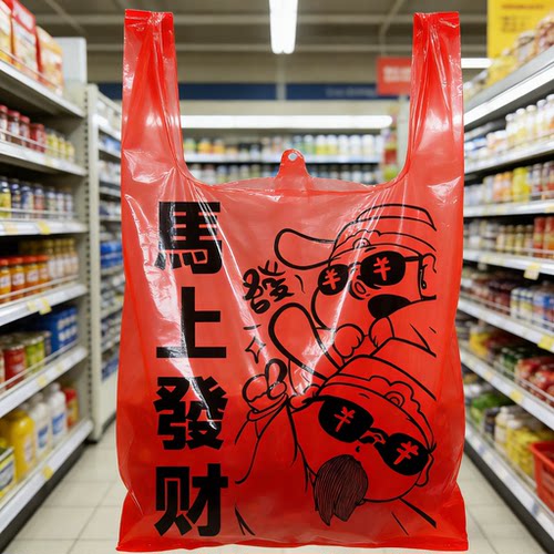 马年喜庆马上发财红色环保打包袋