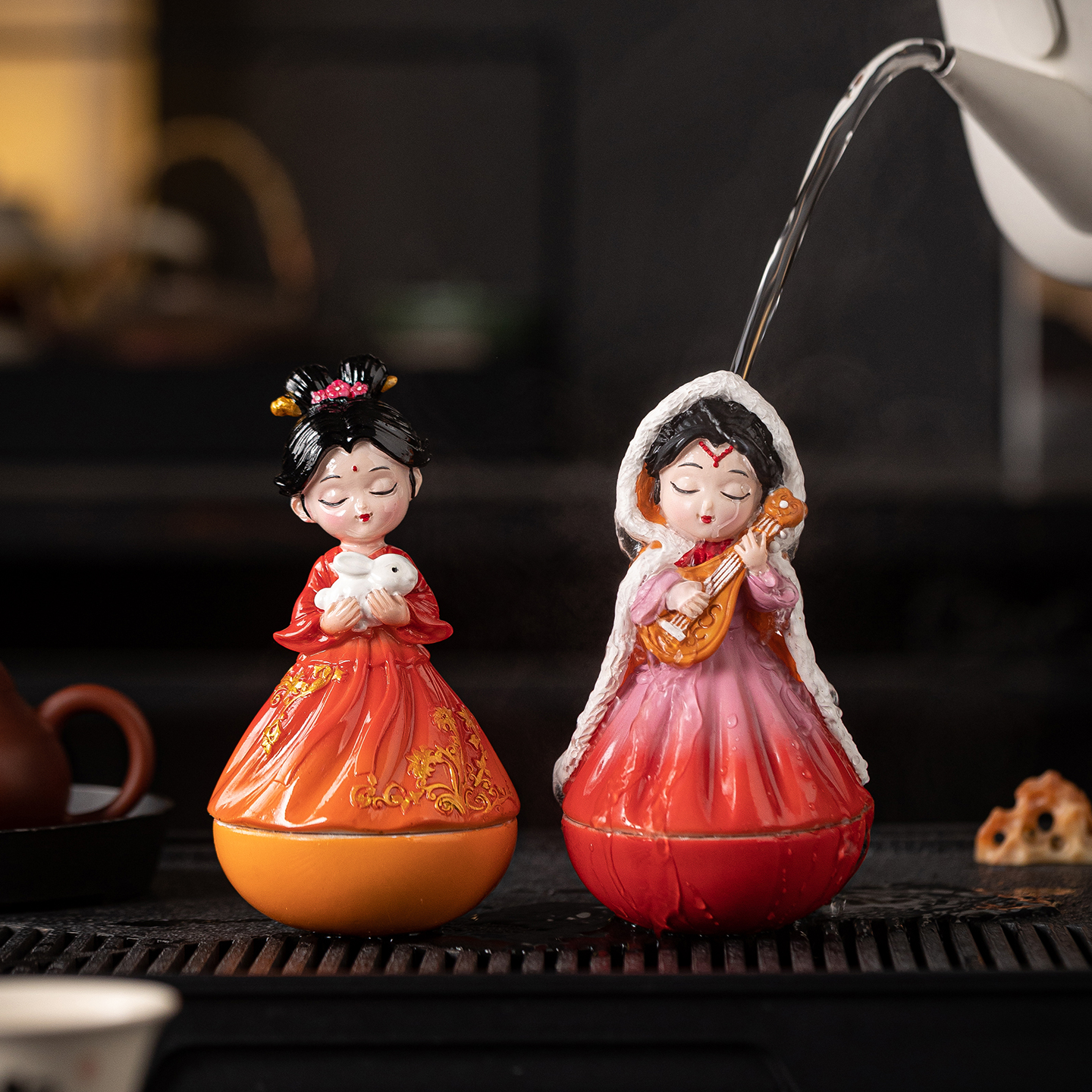 古风创意四大美人茶宠摆件可养