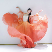 梦霞今生戴花世世漂亮舞蹈裙子渐变色敦煌古典舞江南飞雁原创裙子