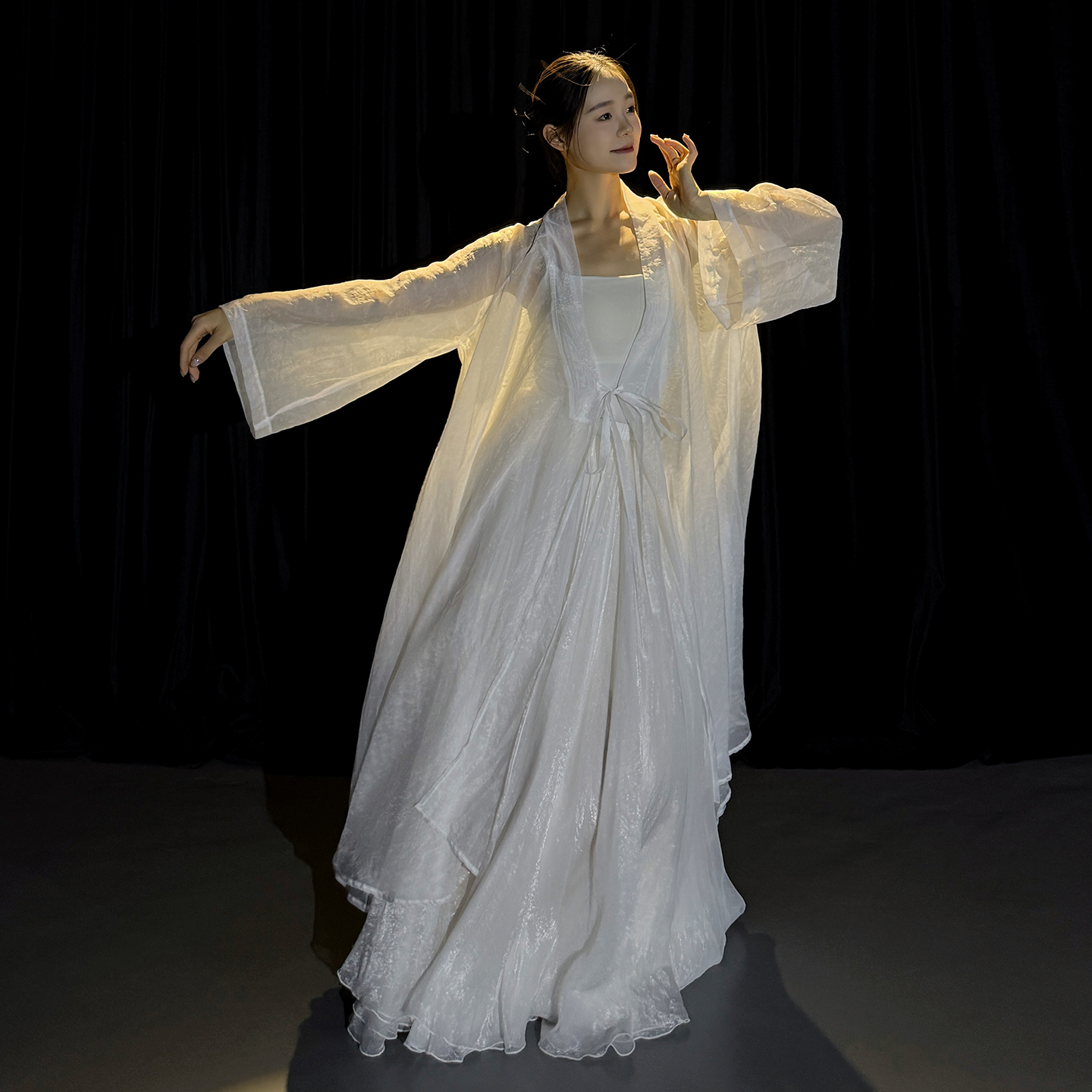 江南飞雁新款飘逸大摆古风长衫