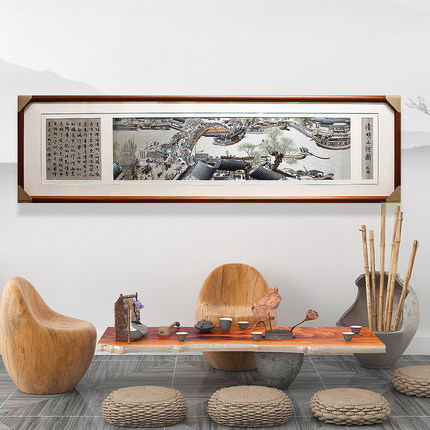 53*195顾氏手工苏绣清明上河图2-4丝工艺横幅送礼装饰挂画（大）