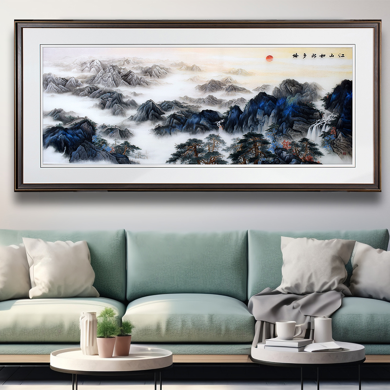 92*192顾氏手工苏绣山水风景画
