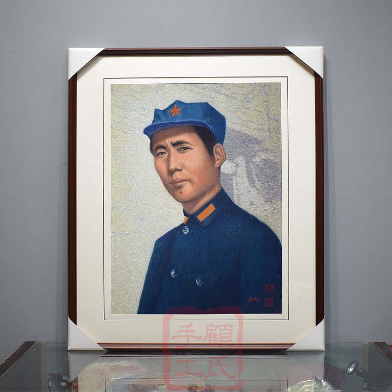 苏绣大师朱军成手工刺绣 毛主席 毛泽东 精品刺绣人物肖像